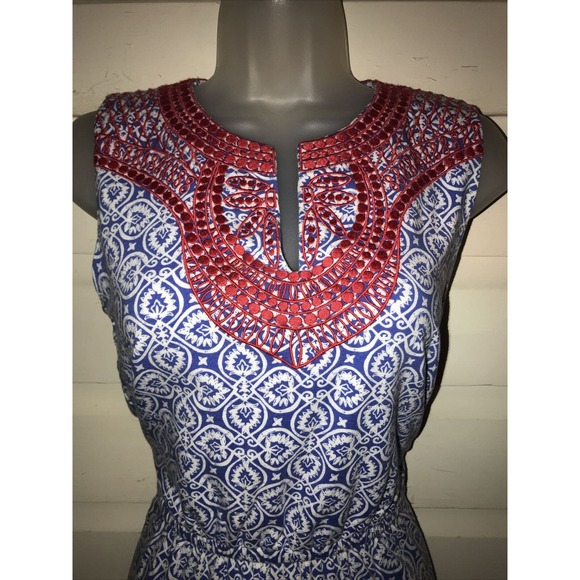 Vineyard Vines Cotton Blend Embroidered Sleeveless Shift Dress Size S - Picture 2 of 7